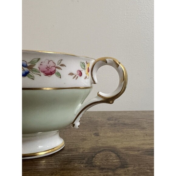 Vintage Floral Mint Green Adderley Bone China Cup and Saucer Cottagecore Classic - Picture 16 of 16